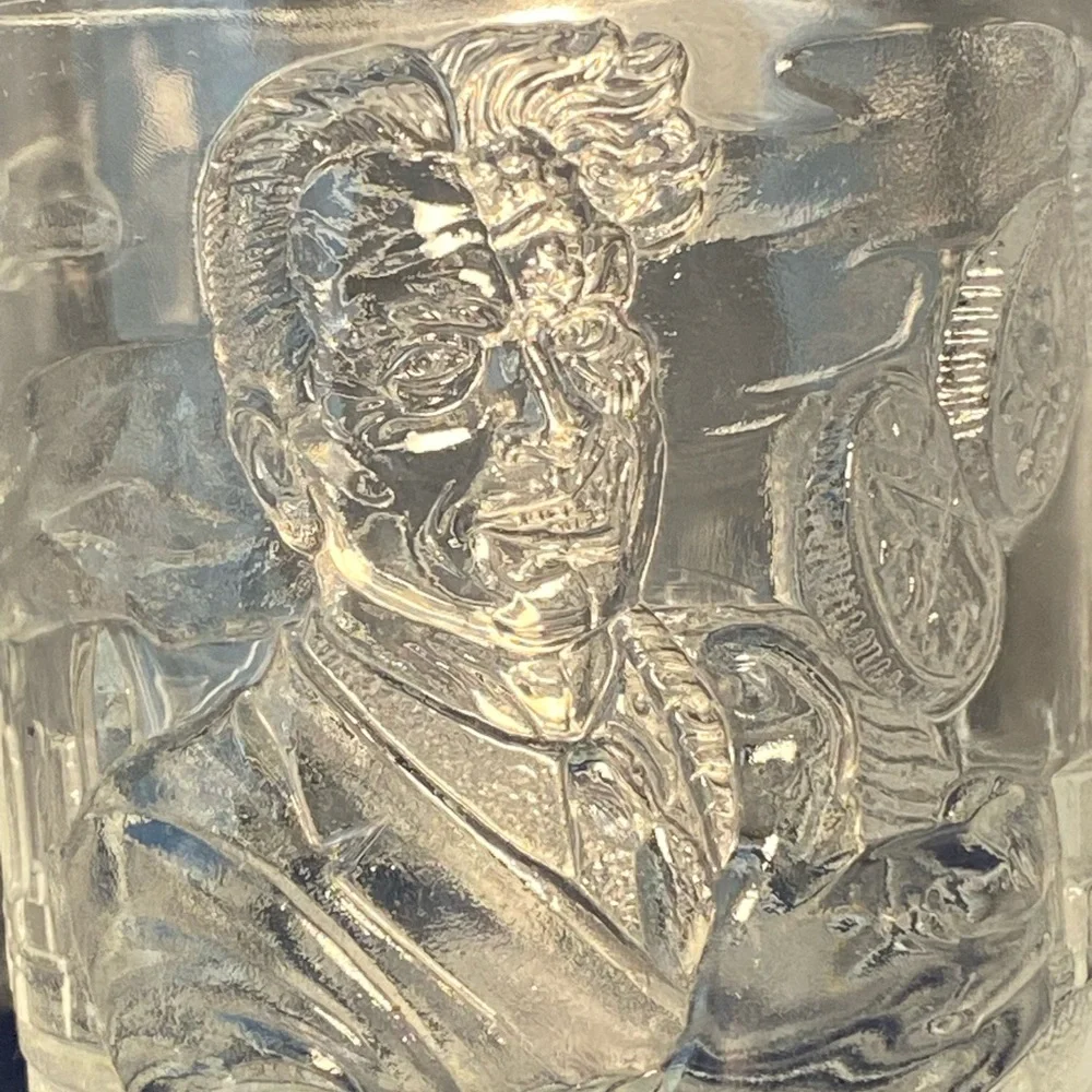 1995 McDonald’s Clear Mug of “Two-Face” w/ Coin Handle - Batman Forever